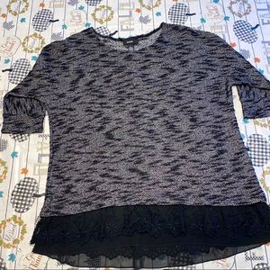 Alfani quarter sleeve sweater shirt with lace at bottom